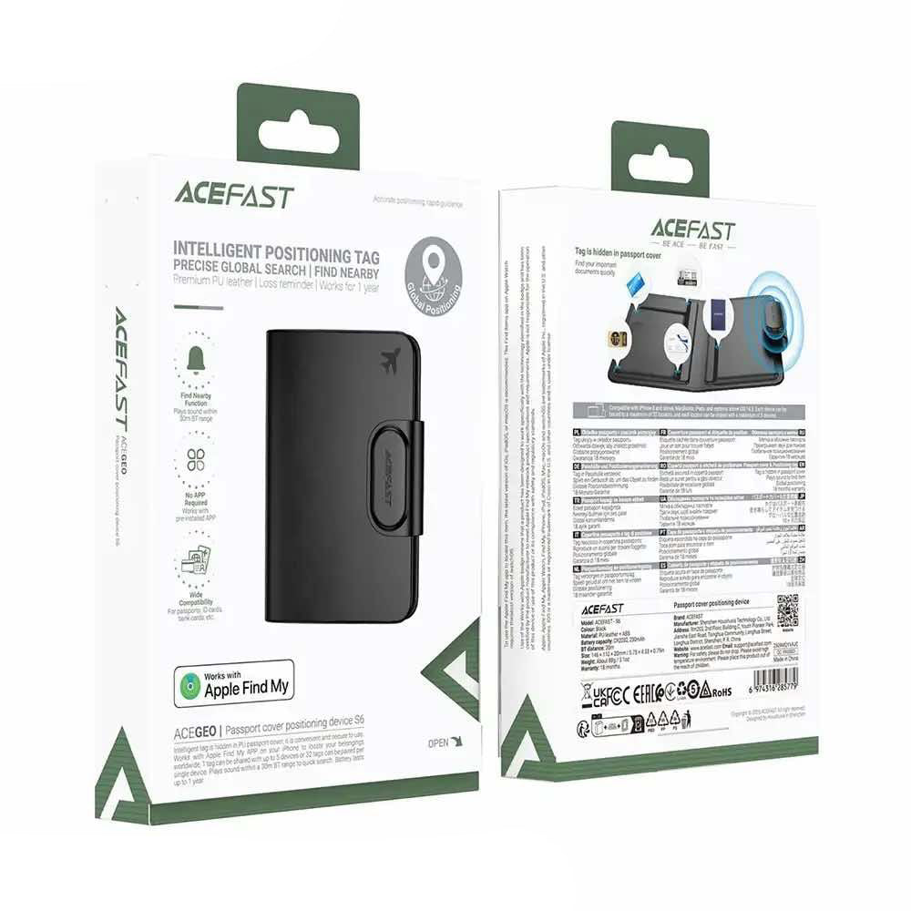 Acefast SmartTag Passport S6 za serijo iOS, Črna
