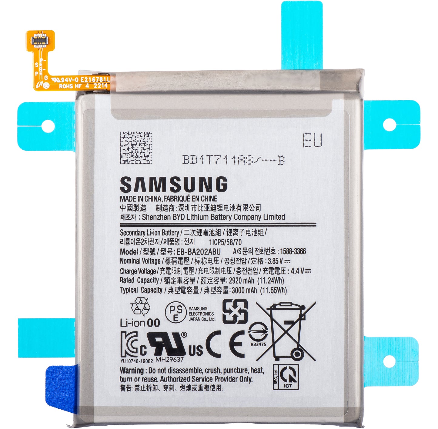 Baterija Samsung Galaxy A10e A102 / A20e A202, EB-BA202ABU, servisni paket GH82-20188A