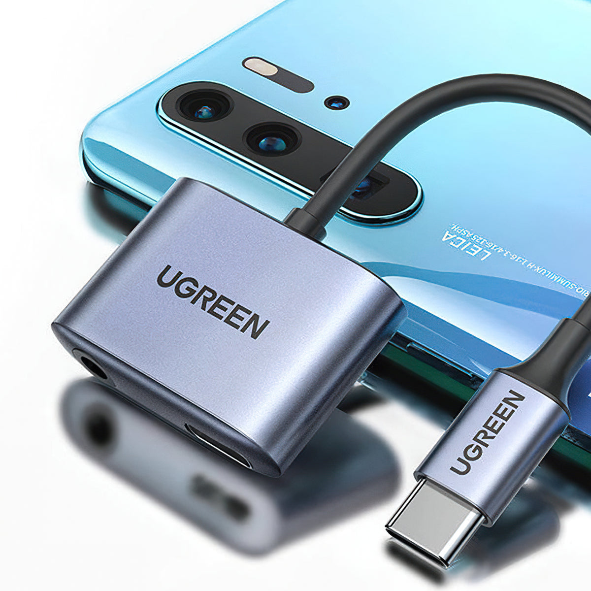 Audio adapter USB-C - 3.5mm / USB-C UGREEN CM231, Siv