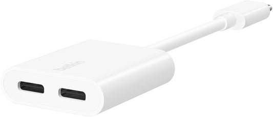 USB-C zvočni adapter - USB-C / USB-C Belkin RockStar, bel F7U081btWH