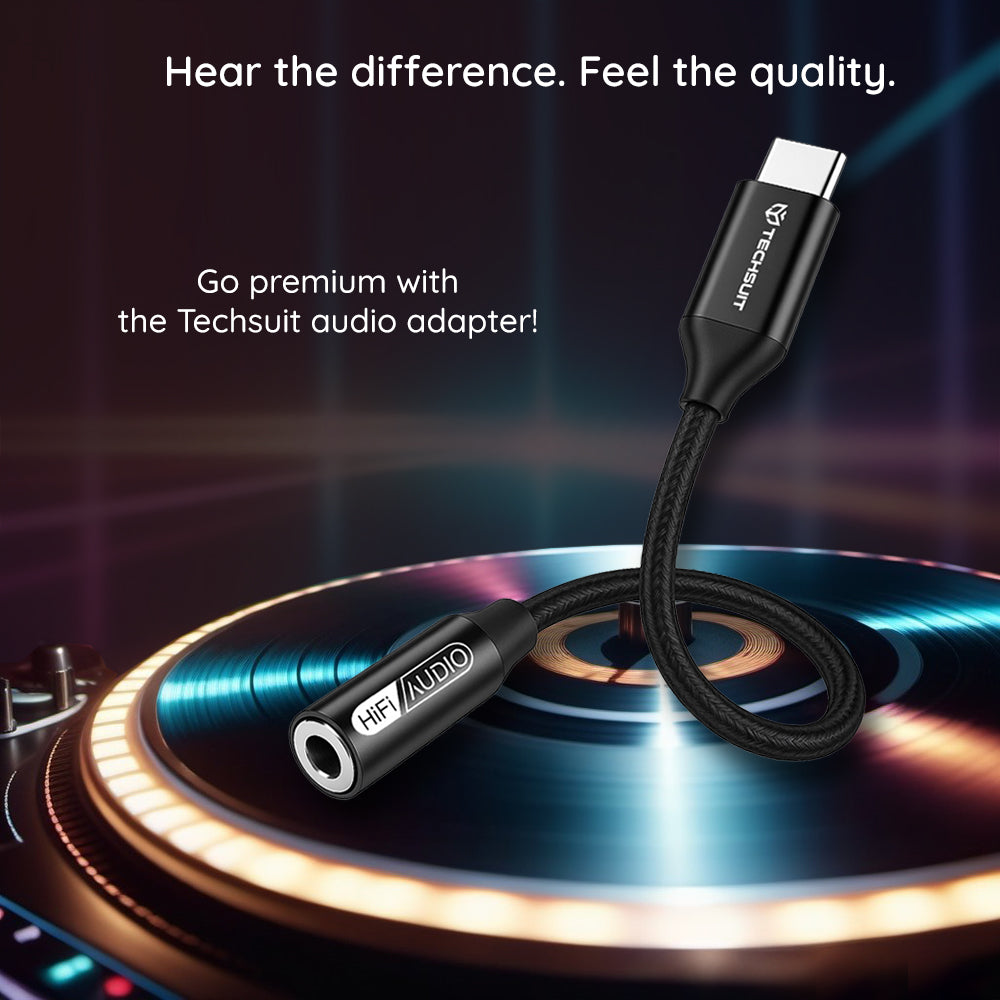 Avdio adapter USB-C - 3.5mm Techsuit AC13 FuseXound, Črn