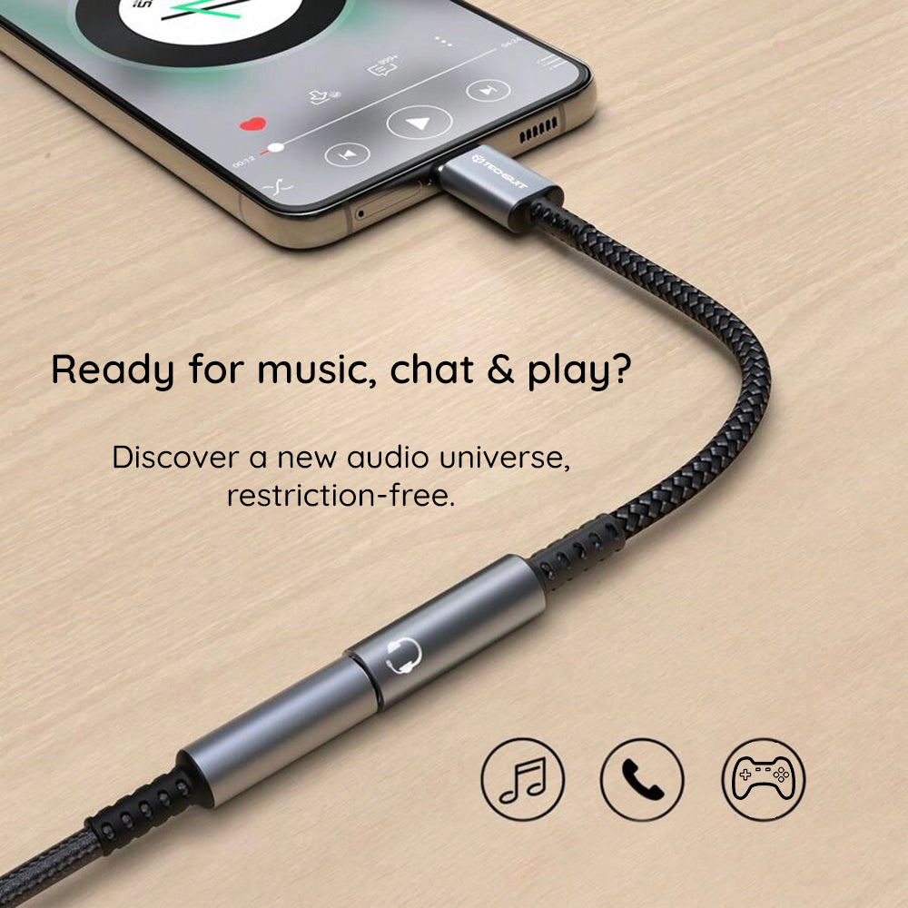 Audio adapter USB-C - 3.5mm Techsuit AC14 SonicPiX, Siv