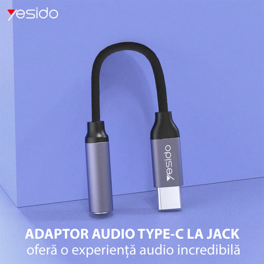 USB-C to 3.5mm Audio Adapter Yesido YAU19, Black