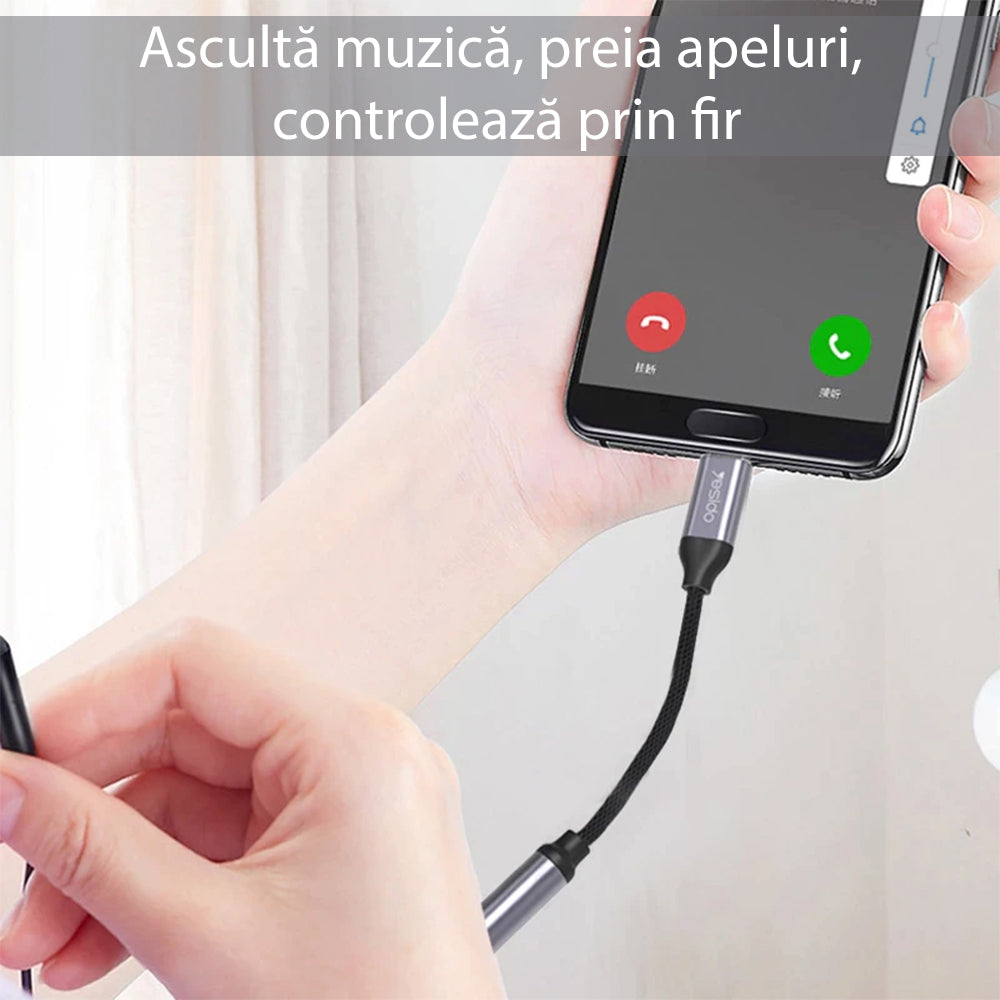 Audio adapter USB-C - 3.5mm Yesido YAU19, Črn