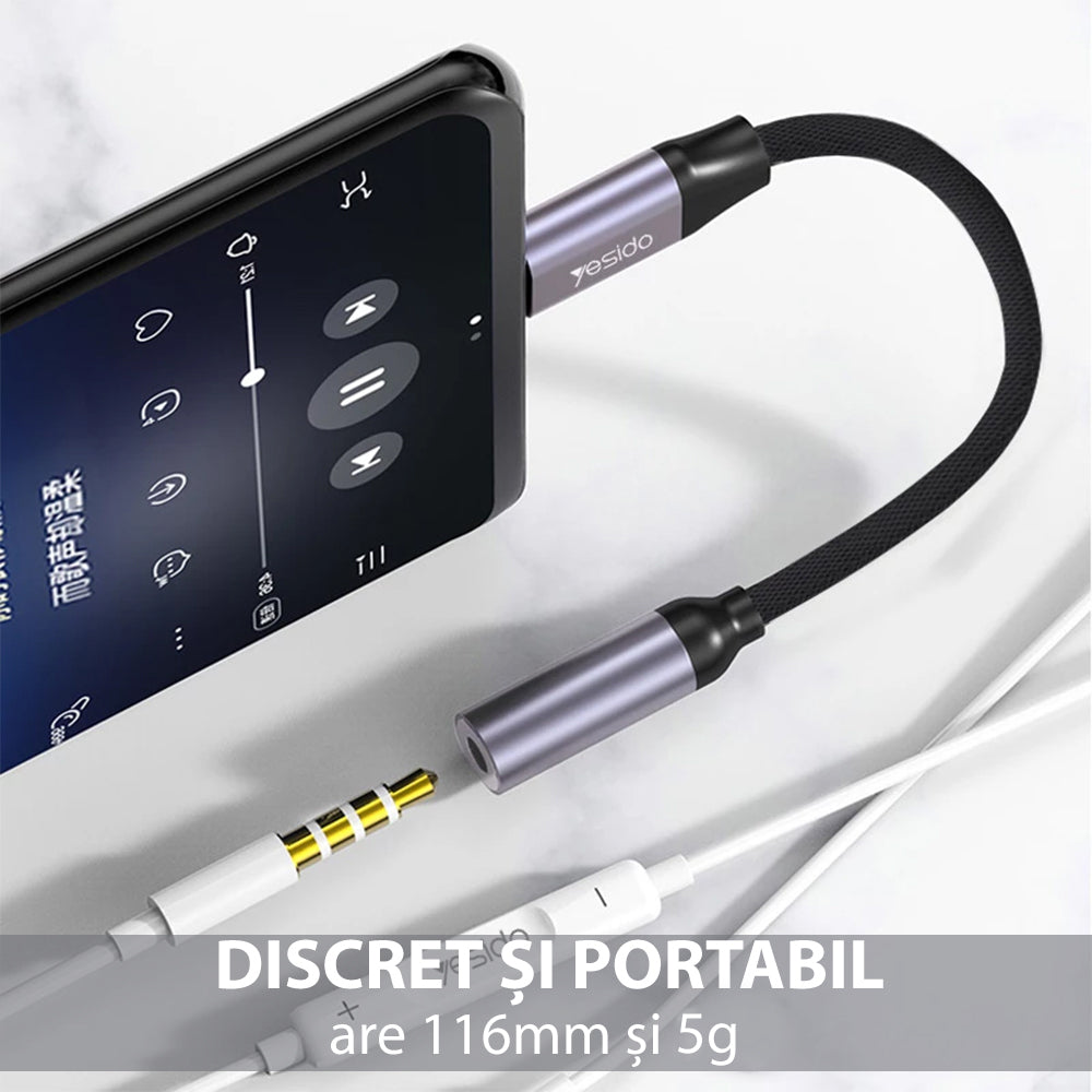 Audio adapter USB-C - 3.5mm Yesido YAU19, Črn