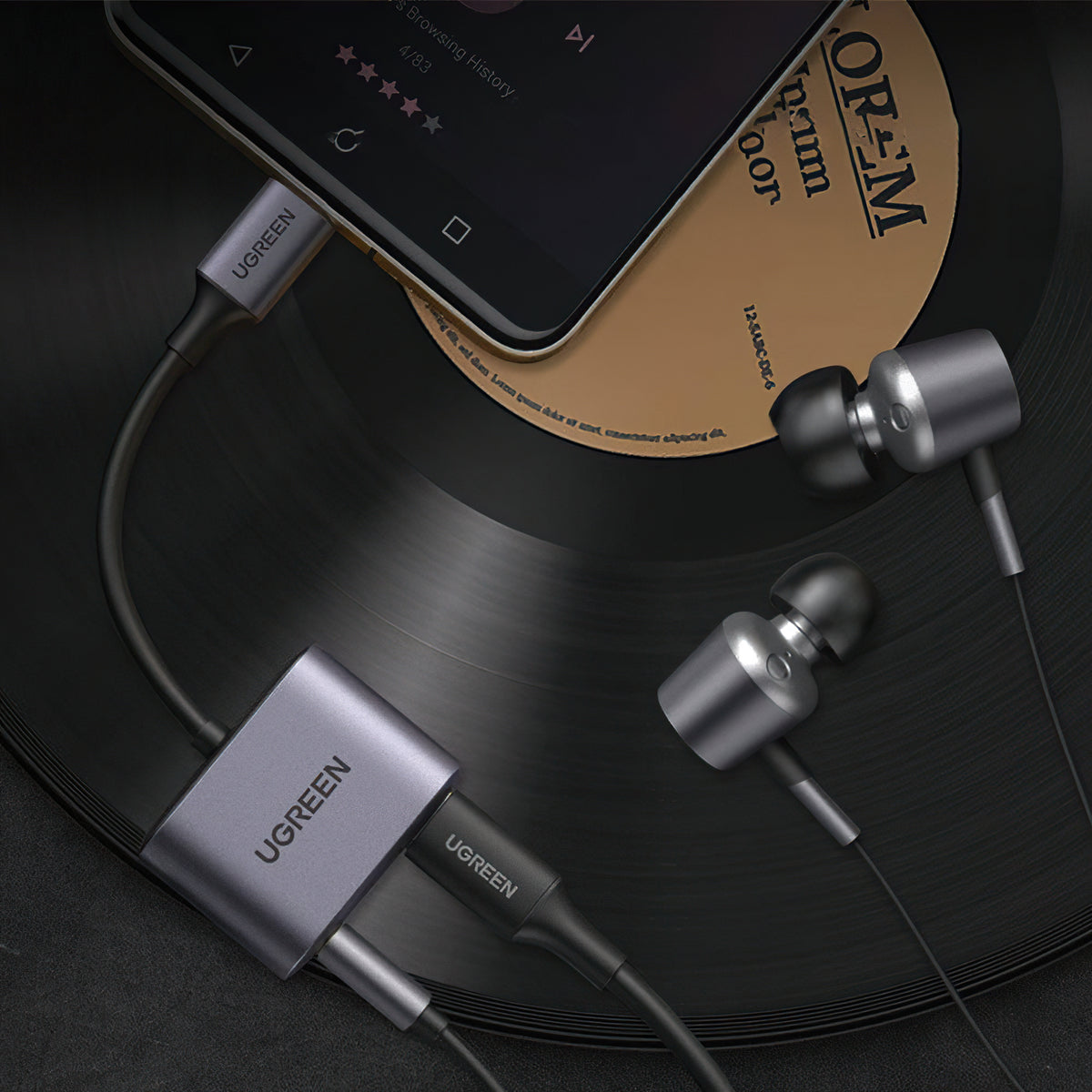 Audio adapter USB-C - 3.5mm / USB-C UGREEN CM231, Siv