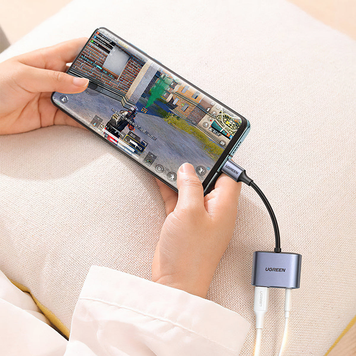Audio adapter USB-C - 3.5mm / USB-C UGREEN CM231, Siv