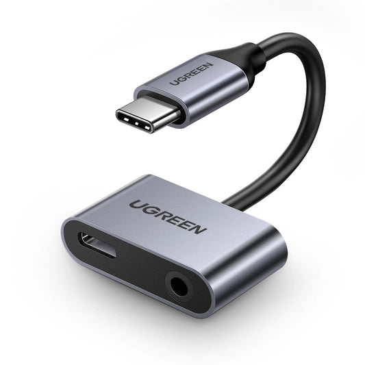 Zvočni adapter USB-C - 3,5 mm / USB-C UGREEN CM193, siva