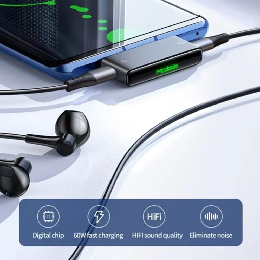 Avdio adapter USB-C - USB-C / USB-C McDodo CA-7670, črn