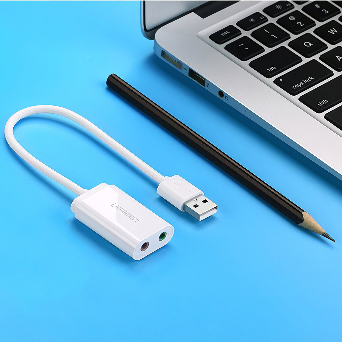 USB zvočna kartica UGREEN US205, 2 x Jack 3.5mm, Bela