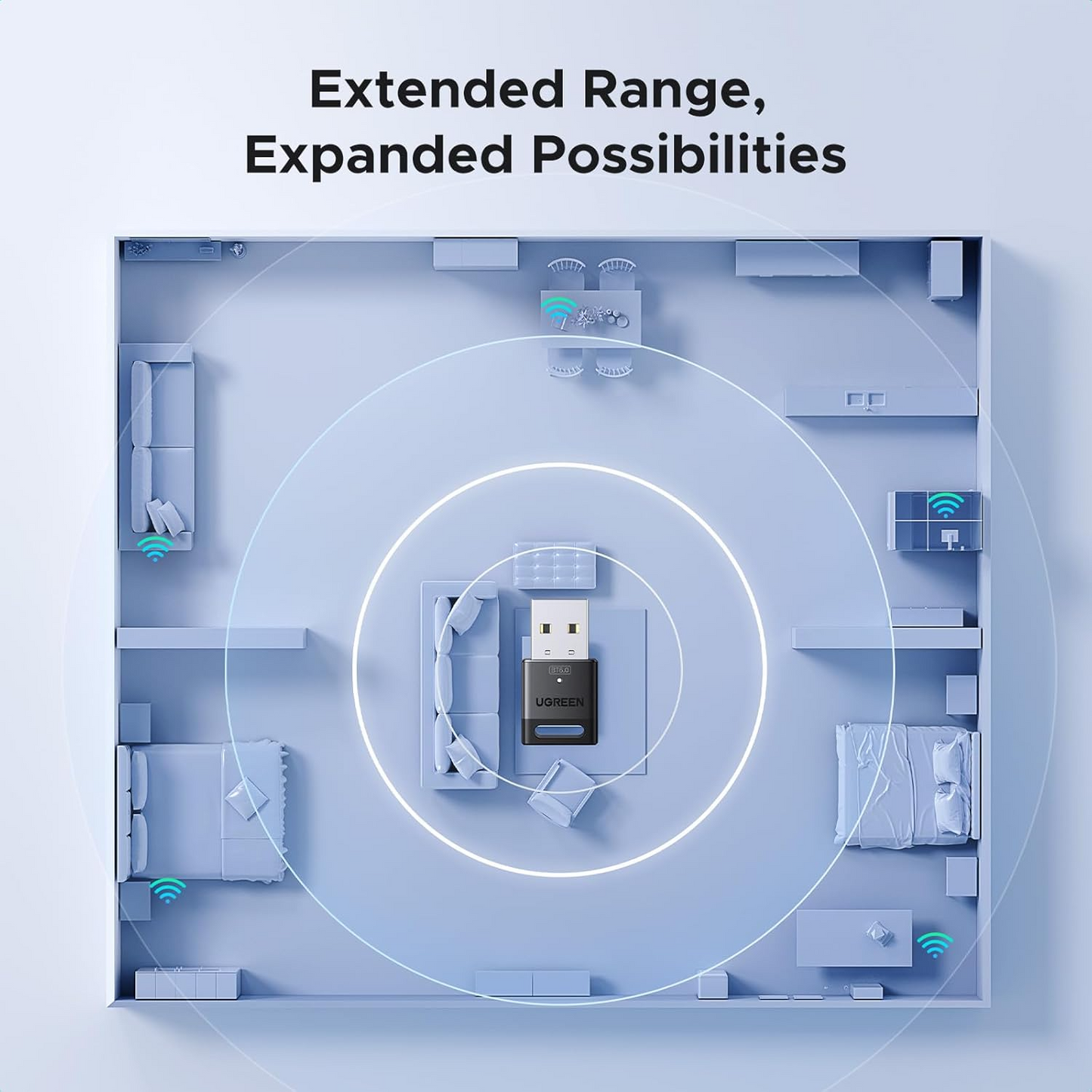 Bluetooth USB adapter UGREEN CM748 (75073), Črn