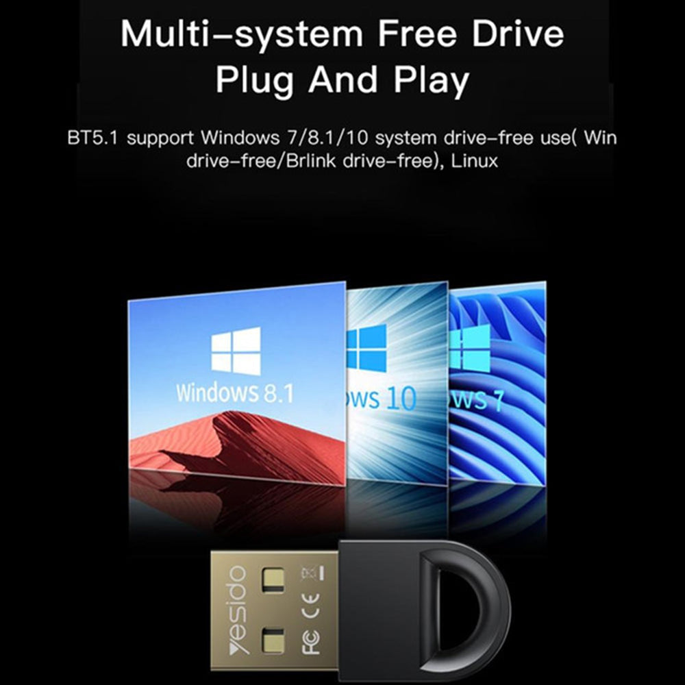 Bluetooth USB adapter Yesido YAU34, črn