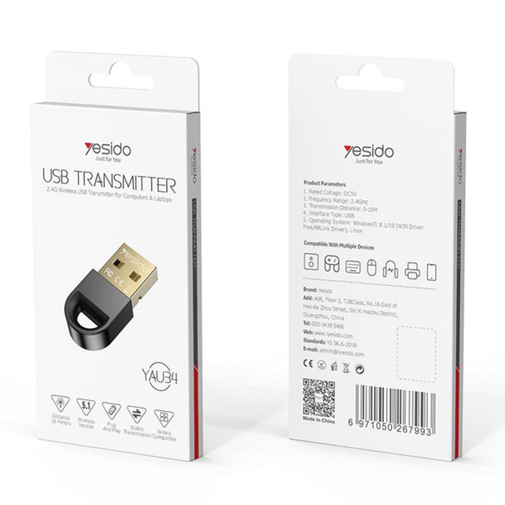 Bluetooth USB adapter Yesido YAU34, črn