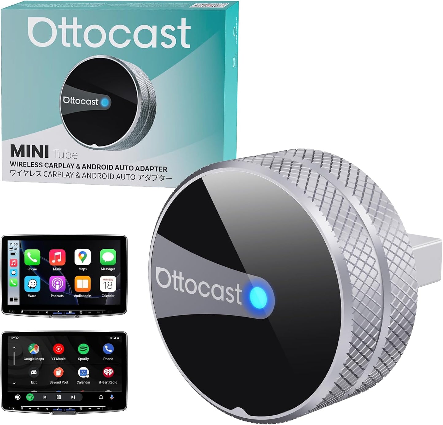 Brezžični adapter Carplay / Android Auto Ottocast Mini Slim Tube za Apple iPhone / Android serijo CP88-T4