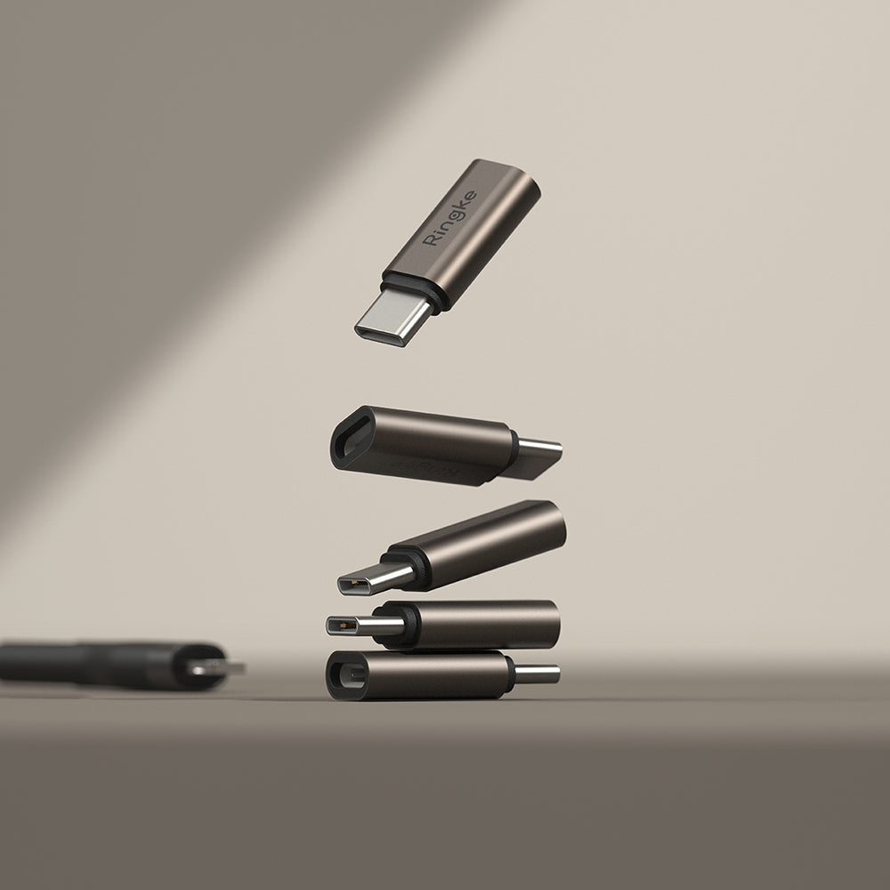 Adapter za podatke in polnjenje Lightning - USB-C Ringke, rjava, komplet 2 kosa