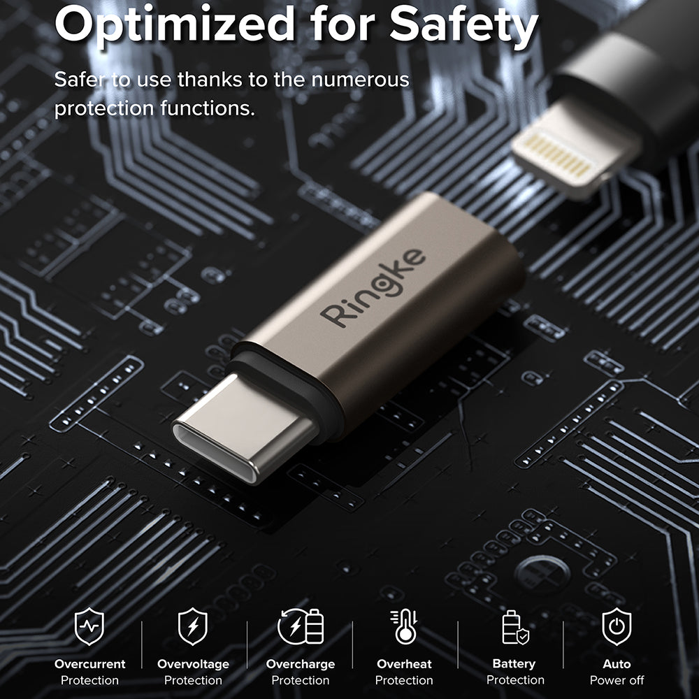 Adapter za podatke in polnjenje Lightning - USB-C Ringke, rjava, komplet 2 kosa