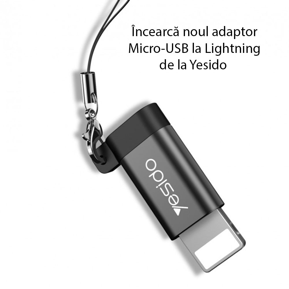 Adaptor za podatke in polnjenje microUSB - Lightning Yesido GS05, črn