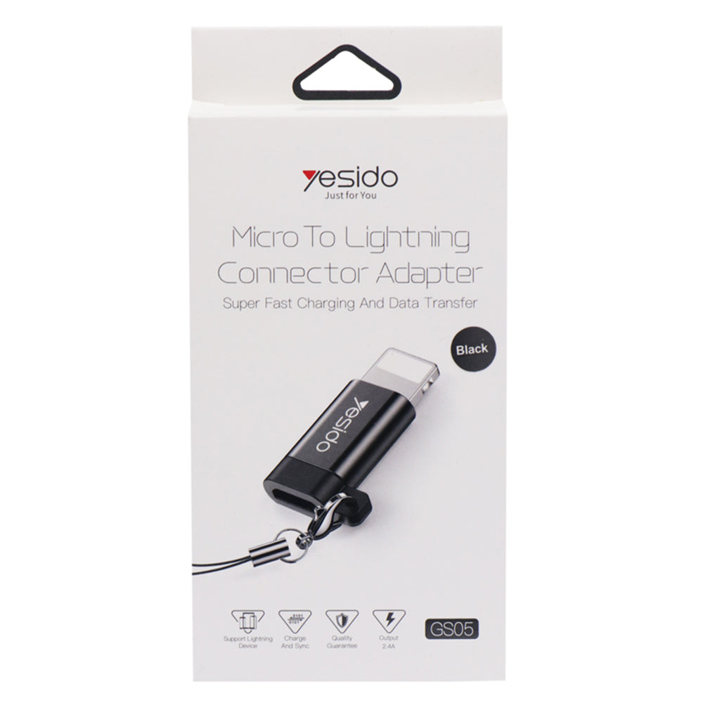 Adaptor za podatke in polnjenje microUSB - Lightning Yesido GS05, črn