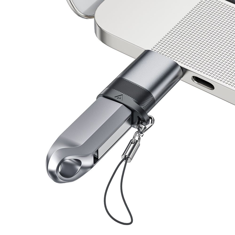 Adapter za podatke in polnjenje USB-C - USB-A Acefast J8, siv