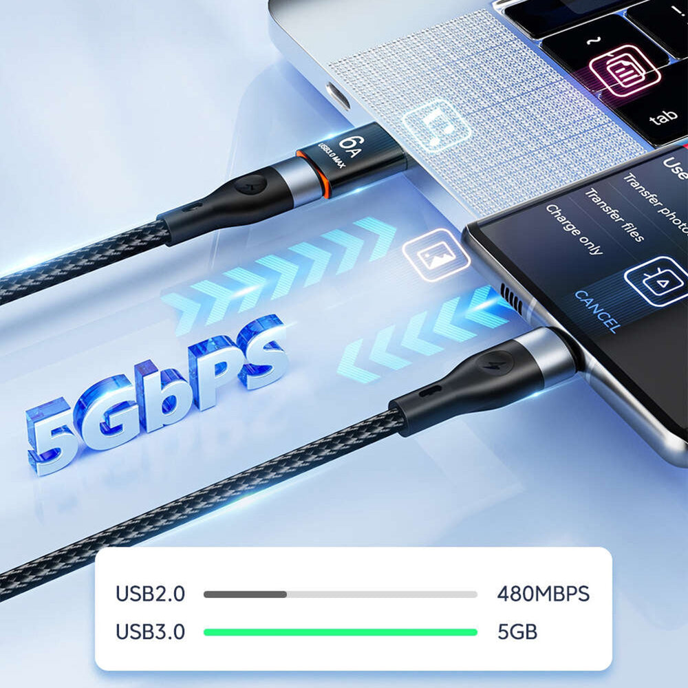 Adapter za podatke in polnjenje USB-C - USB-A Techsuit A5 HyperPort, črno-oranžen