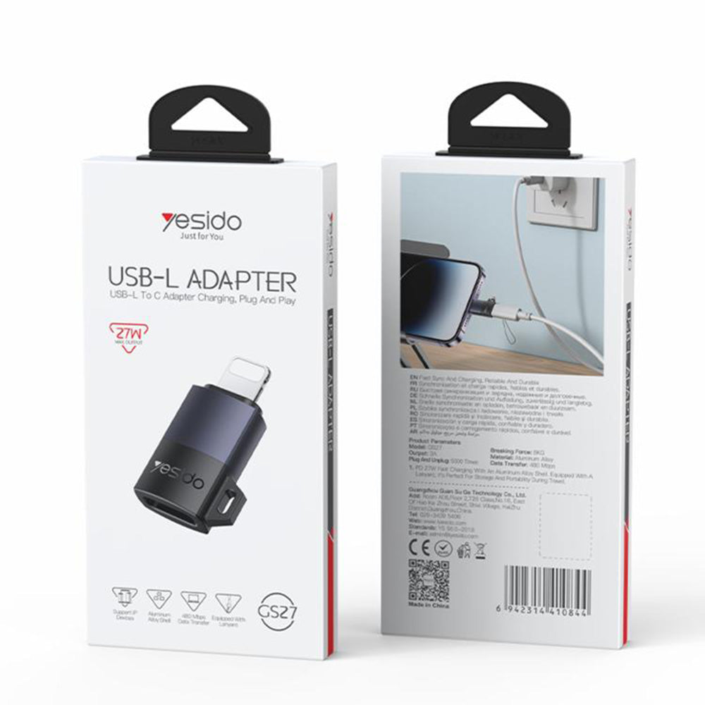 Adapter za podatke in polnjenje USB-C - Lightning Yesido GS27, siv
