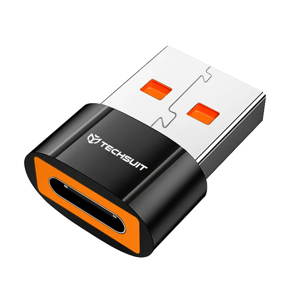 Adapter za podatke in polnjenje USB-C - USB-A Techsuit A7 HyperPort, črno oranžen