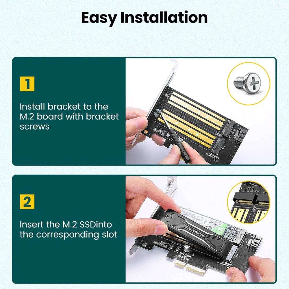 Adapter Vmesnik SSD UGREEN CM302 (70504), NVMe M.2 / SATA - PCIe 3.0 X4