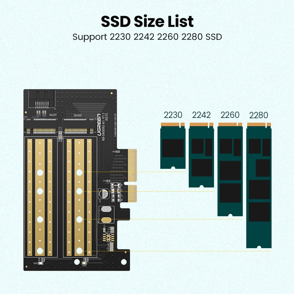 Adapter Vmesnik SSD UGREEN CM302 (70504), NVMe M.2 / SATA - PCIe 3.0 X4