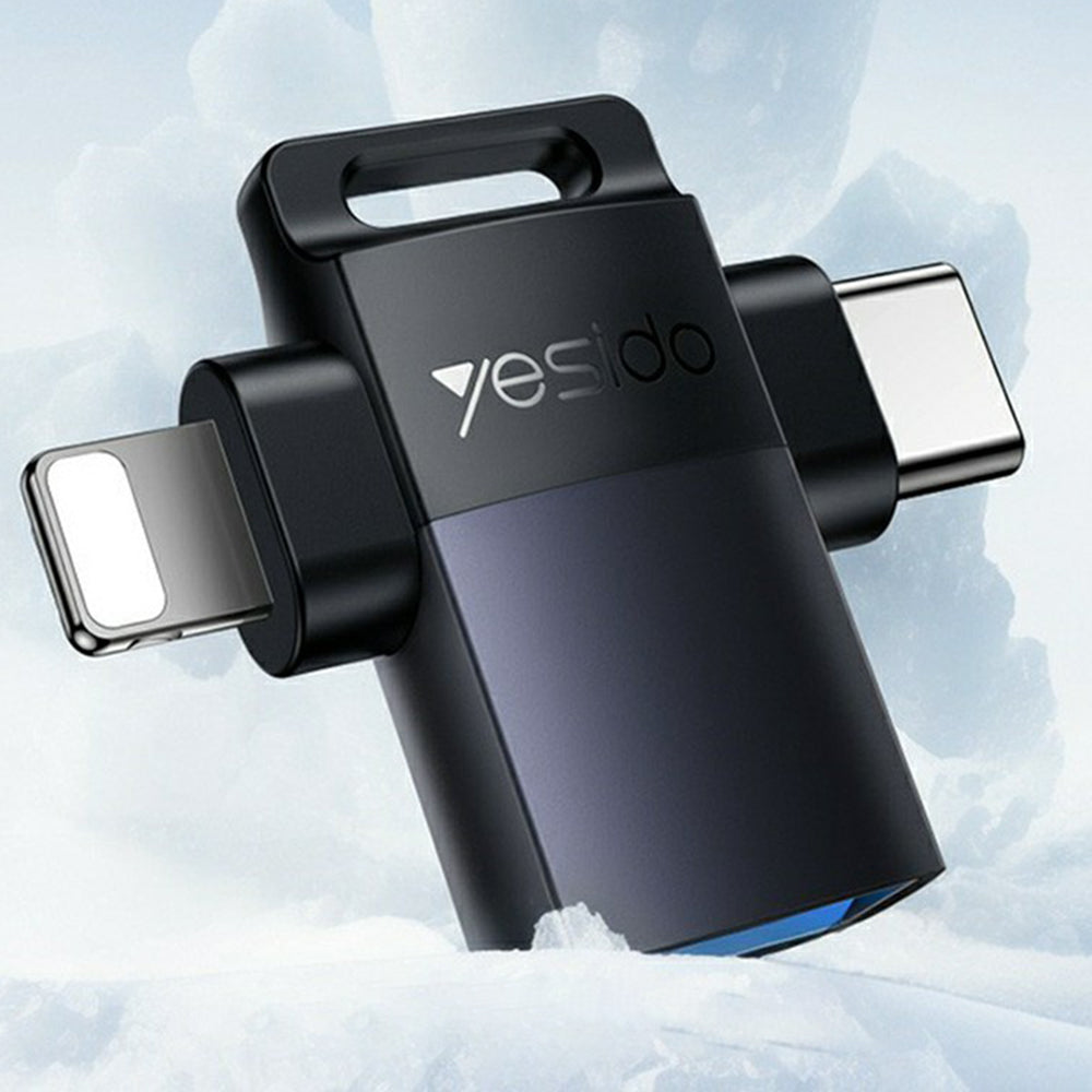 OTG adapter Lightning / USB-C - USB-A Yesido GS35, Siv