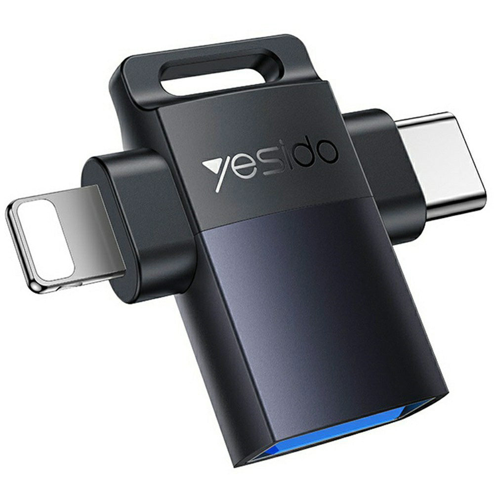 OTG adapter Lightning / USB-C - USB-A Yesido GS35, Siv