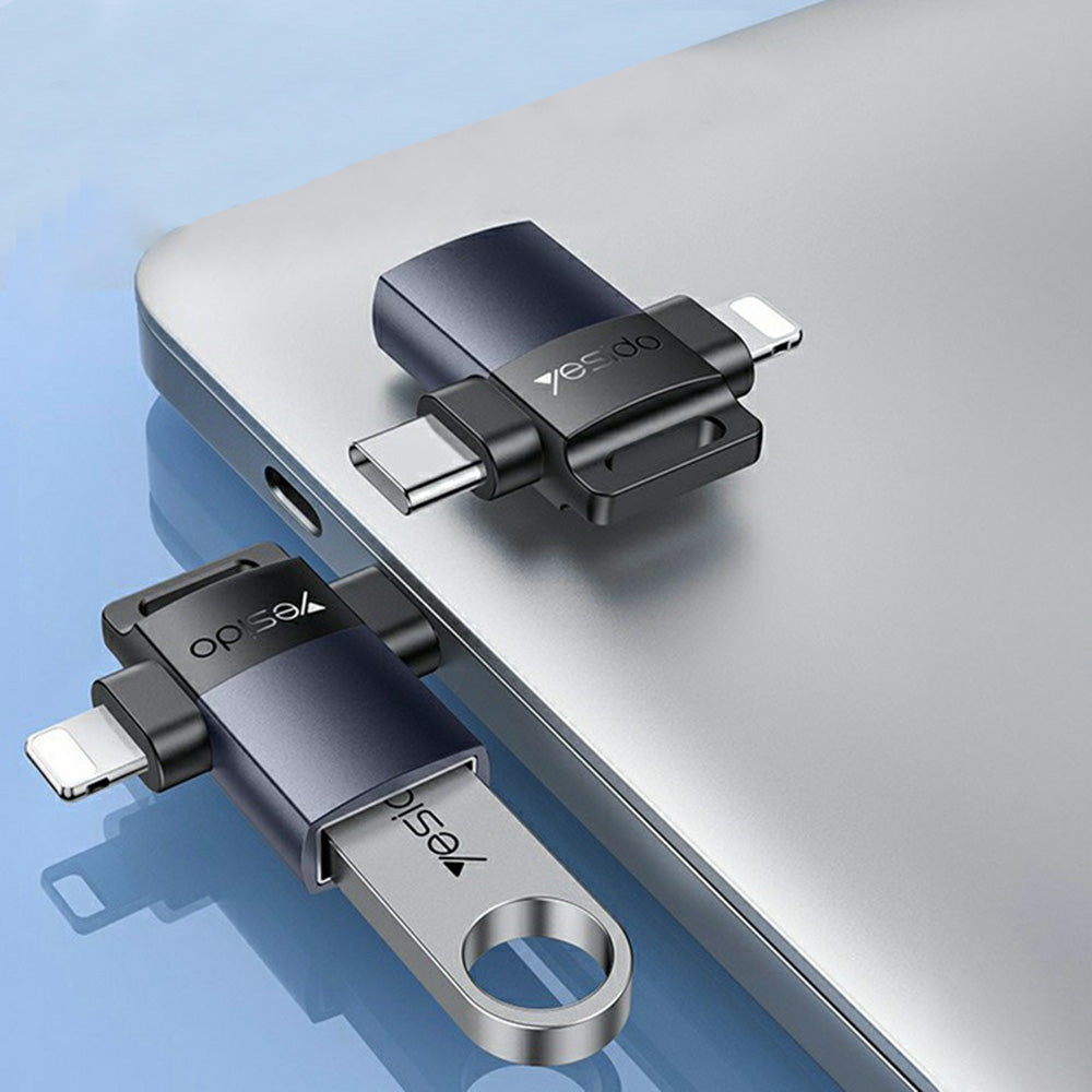OTG adapter Lightning / USB-C - USB-A Yesido GS35, Siv