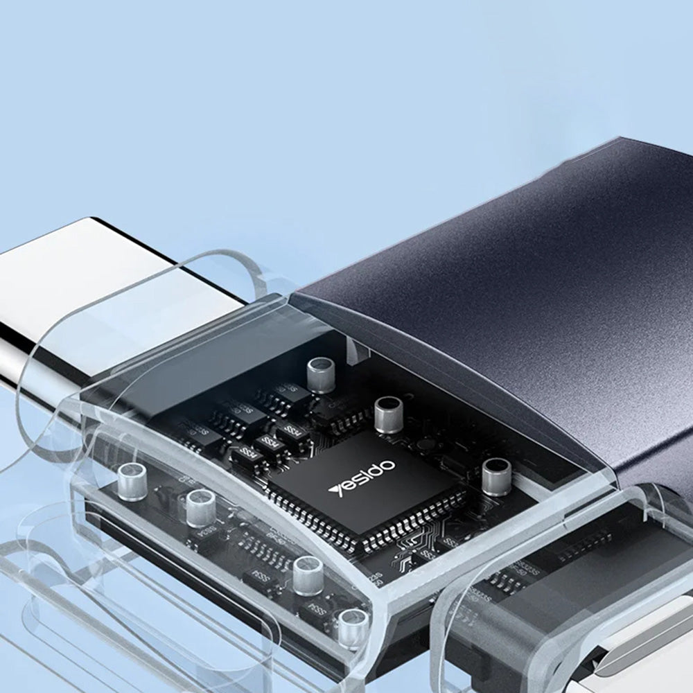 OTG adapter Lightning / USB-C - USB-A Yesido GS35, Siv