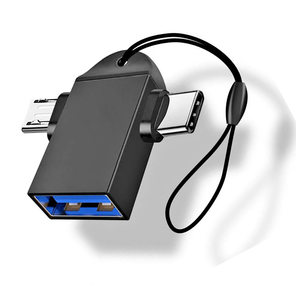 OTG adapter microUSB / USB-C - USB-A Techsuit A16 TwoVoltX, Črn