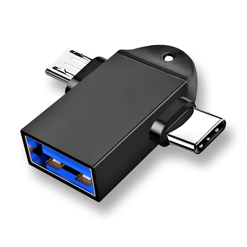 OTG adapter microUSB / USB-C - USB-A Techsuit A16 TwoVoltX, Črn