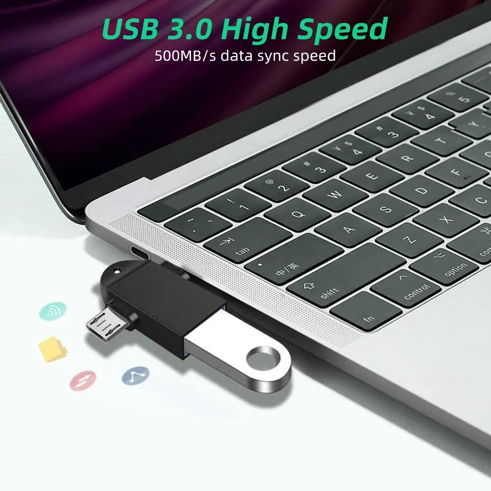 OTG adapter microUSB / USB-C - USB-A Techsuit A16 TwoVoltX, Črn
