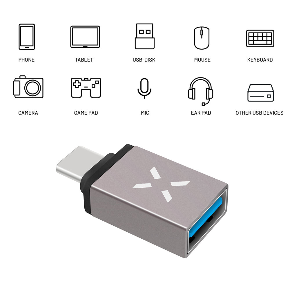 OTG adapter USB-C - USB-A Fixed, Siv