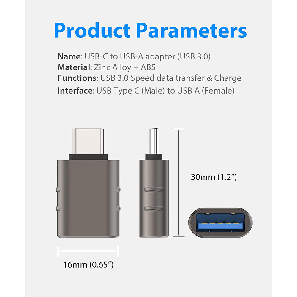 OTG adapter USB-C - USB-A Techsuit A10 SlateVolt, Siv