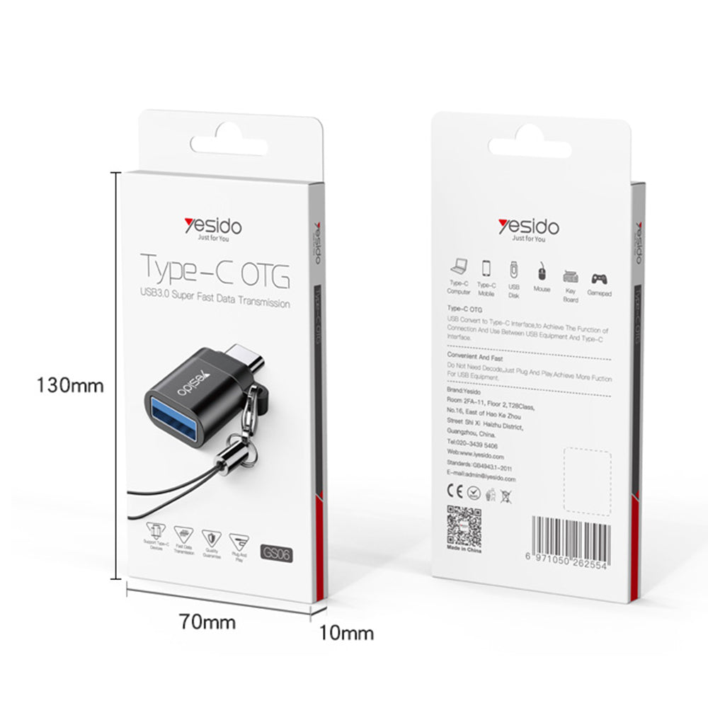OTG adapter USB-C - USB-A Yesido GS06, črn