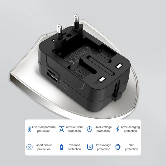 Omrežni adapter Tech-Protect TA300 Travel EU / UK / US / AU, Črn