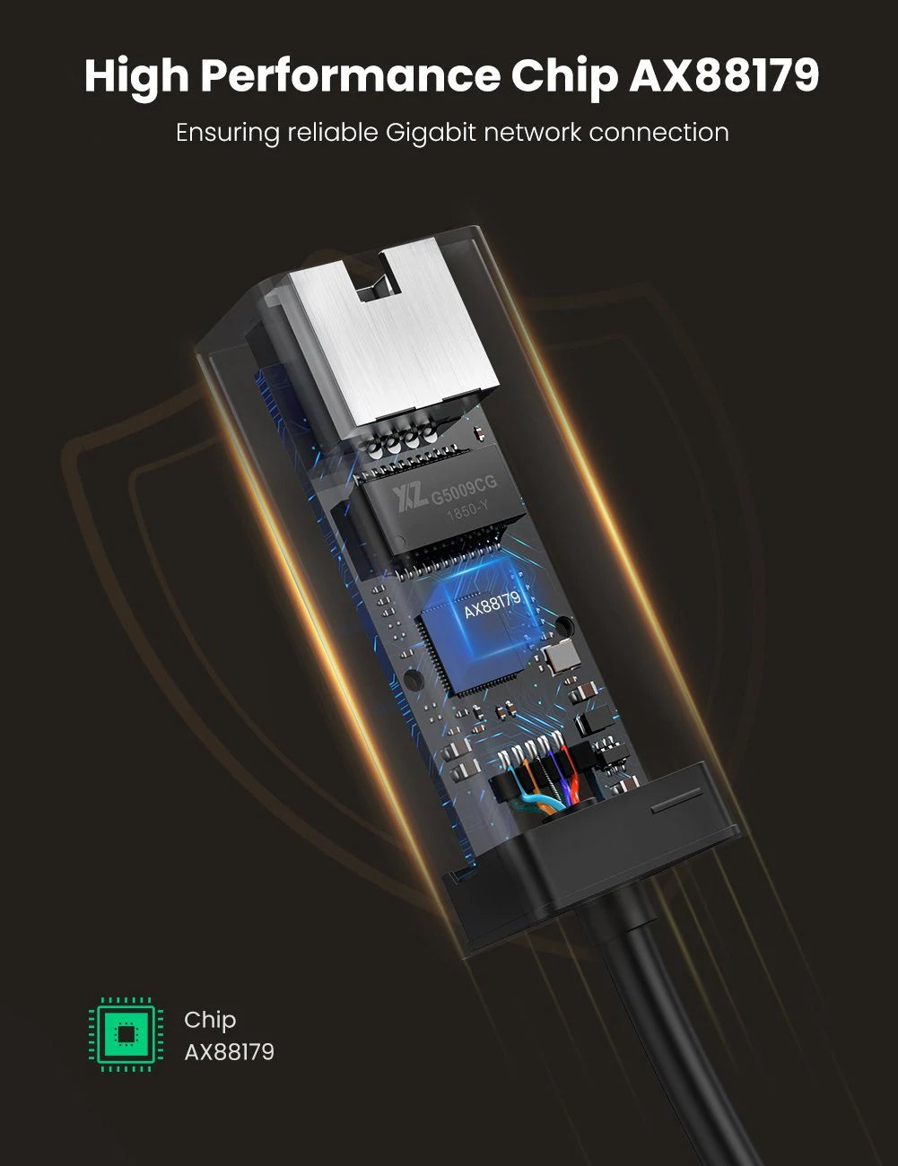 Mrežna kartica UGREEN CR111, RJ45, USB 3.0, Črna