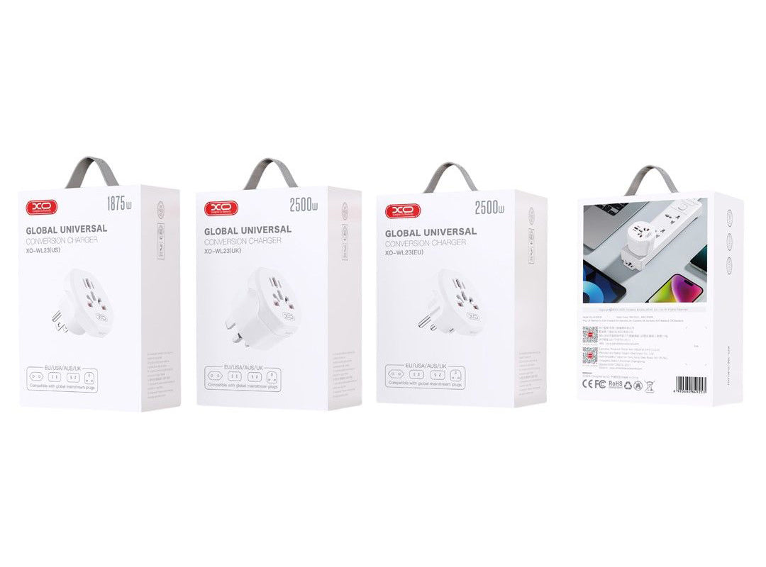 Omrežni adapter XO Design WL23 US / UK / AU / AU / FI / CN - Evropa, bela