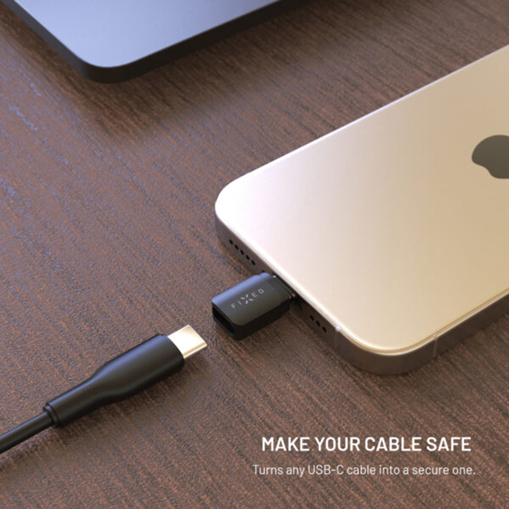 USB adapter za zaklepanje podatkov Fixed, USB-A / USB-C, 2v1, črn