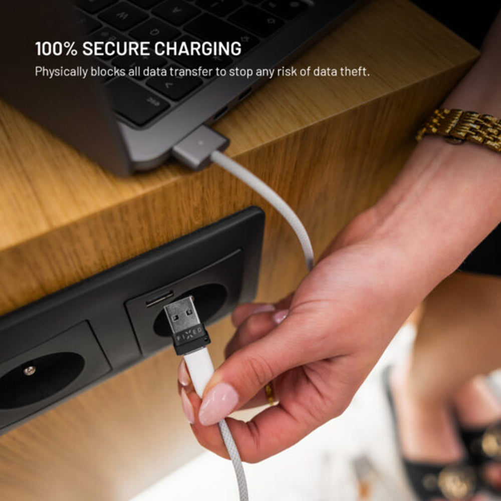 USB adapter za zaklepanje podatkov Fixed, USB-A / USB-C, 2v1, črn