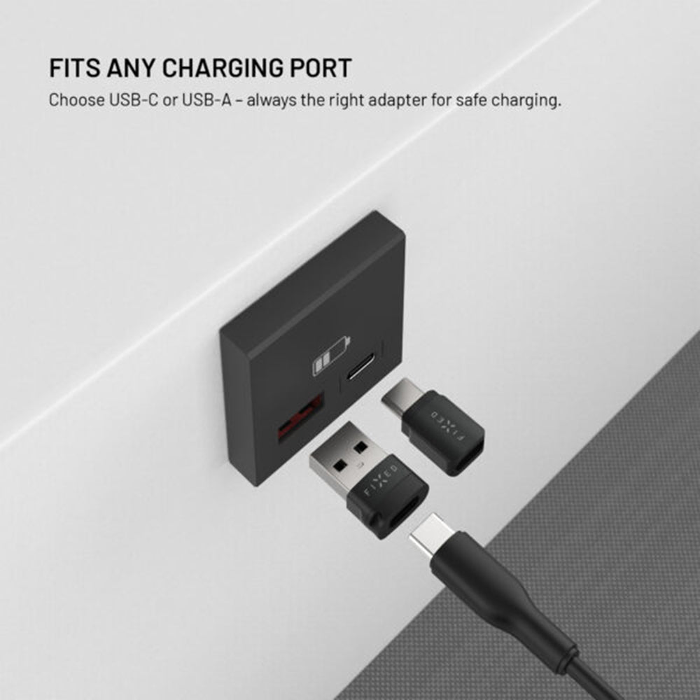 USB adapter za zaklepanje podatkov Fixed, USB-A / USB-C, 2v1, črn
