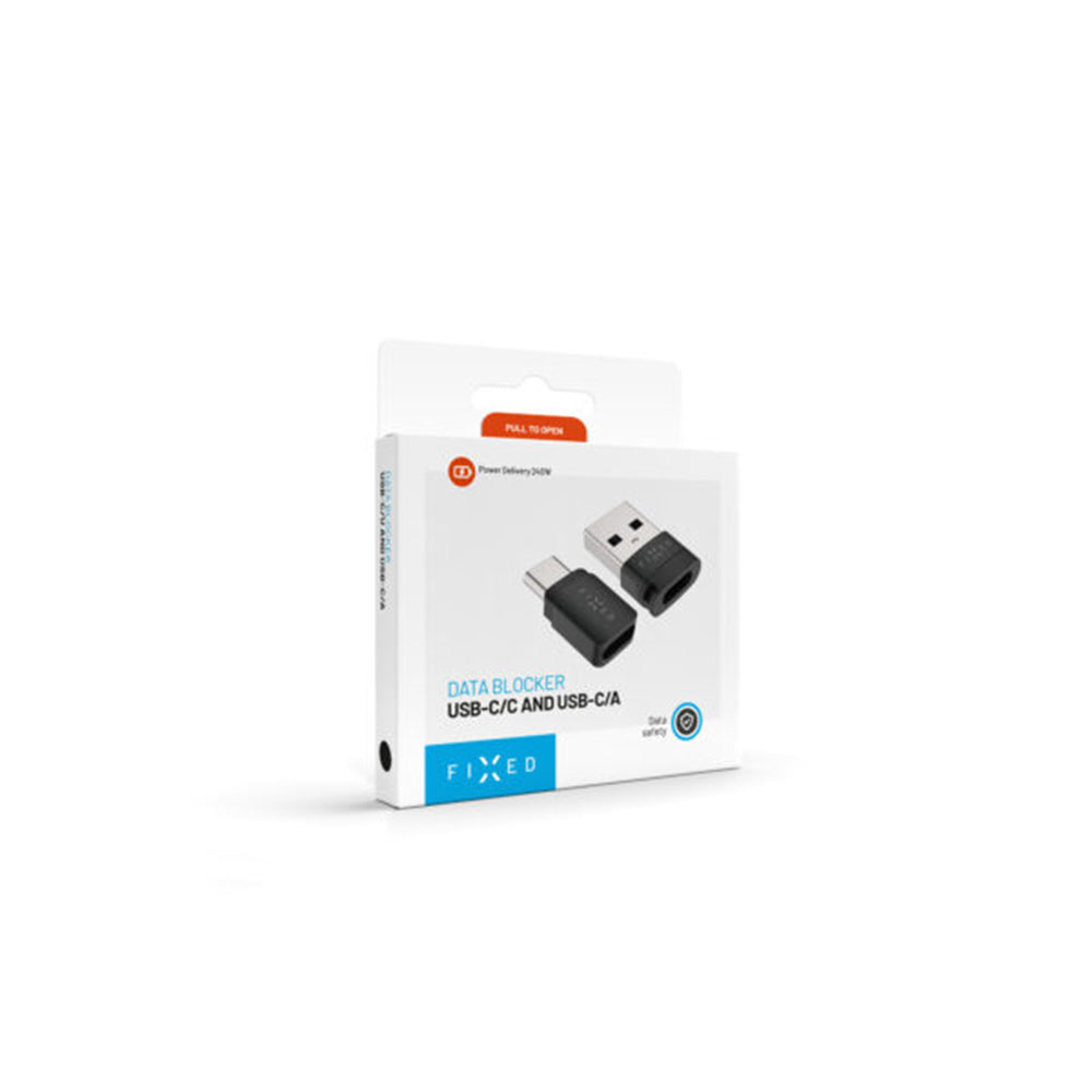 USB adapter za zaklepanje podatkov Fixed, USB-A / USB-C, 2v1, črn