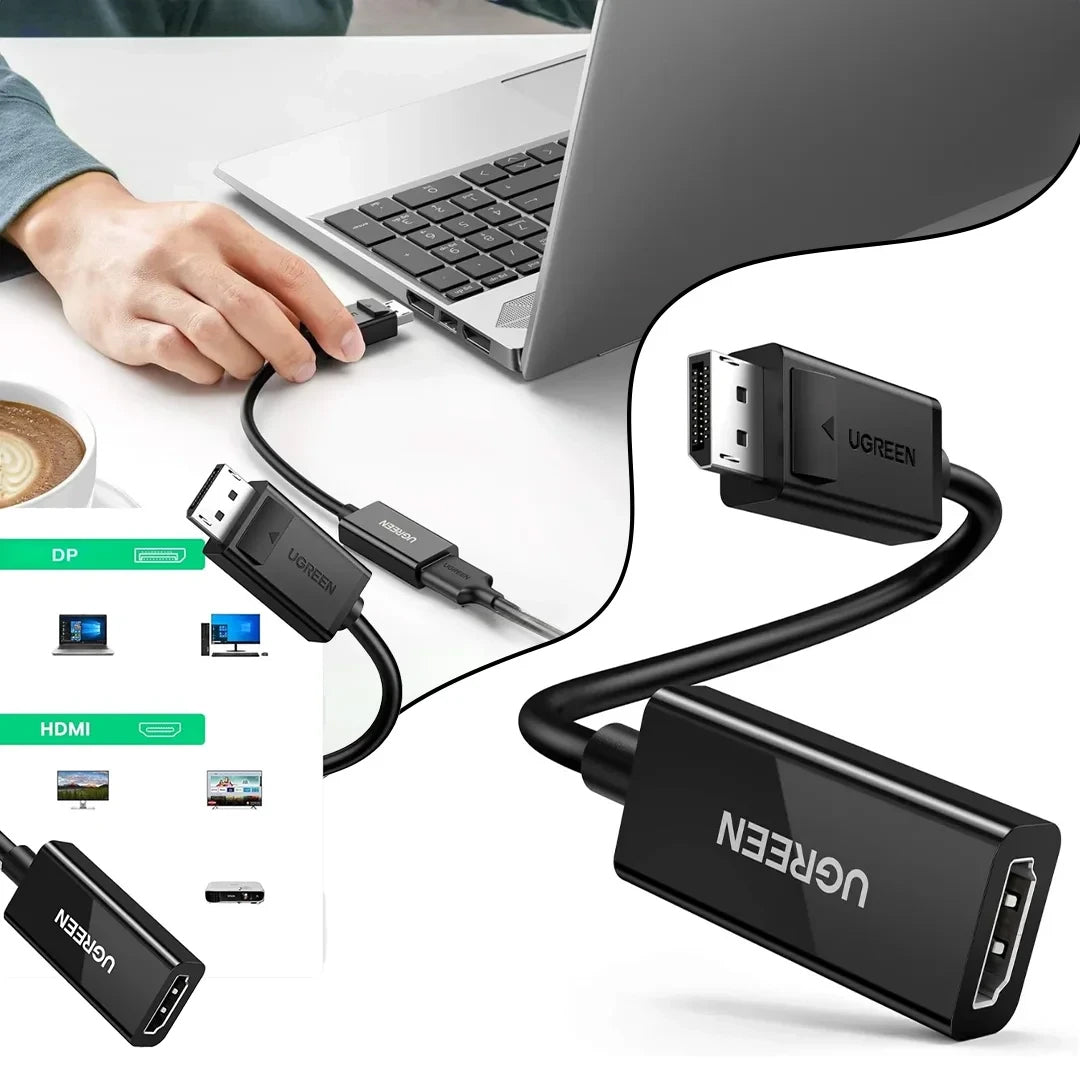 Video adapter UGREEN MM137, DisplayPort - HDMI, 4K, črn