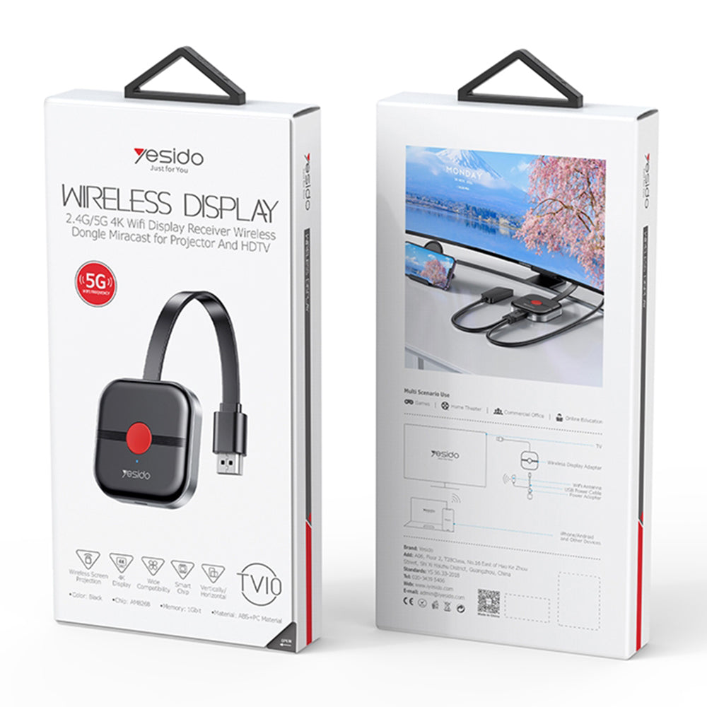 Brezžični multimedijski adapter Yesido TV10 5G, črn