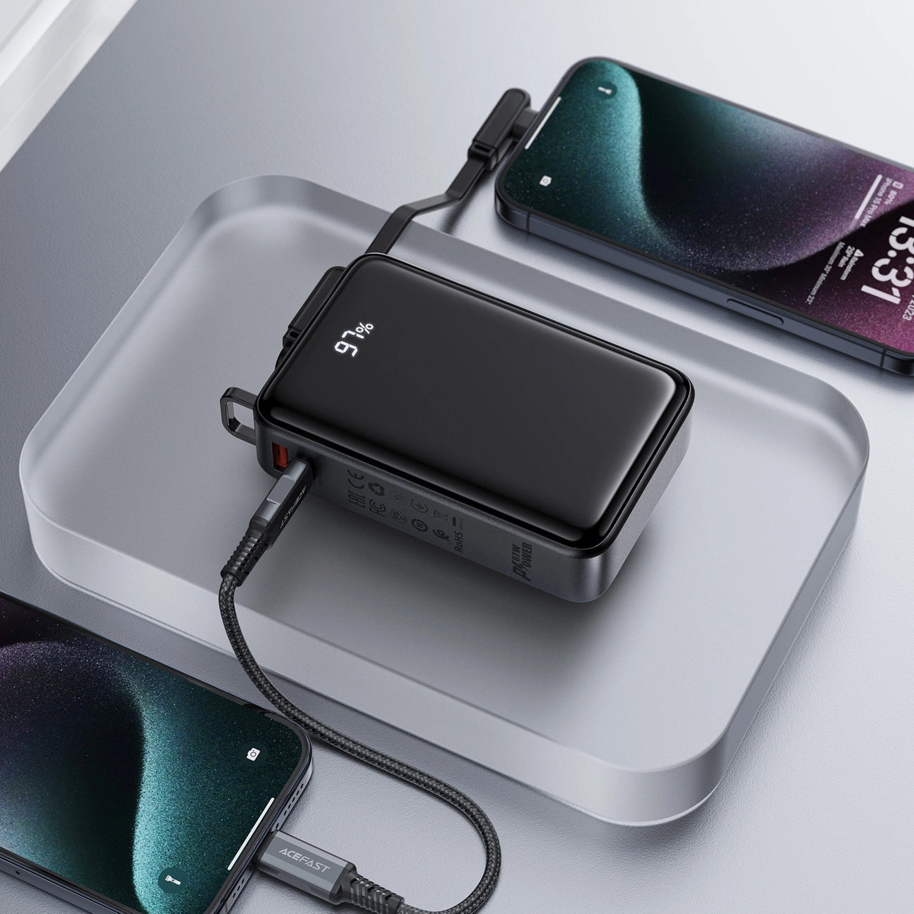 Zunanja baterija Acefast M4, 20000mAh, 67W, PD, 1 x USB-A - 2 x USB-C, črna