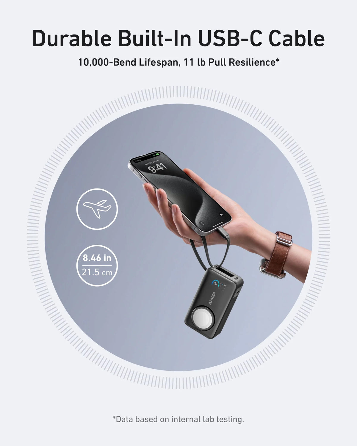 Zunanja baterija Anker MagGo, 10000mAh, 35W, PD + QI, 1 x QI - 2 x USB-C, Črna A1657011