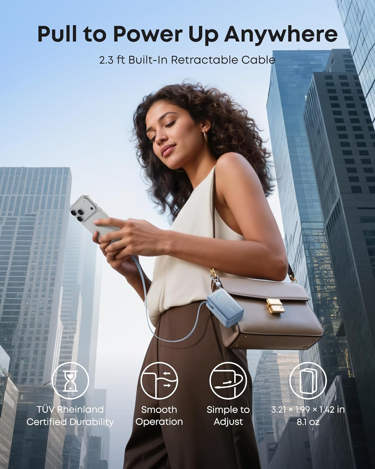 Zunanji akumulator Anker Nano, 10000mAh, 45W, QC + PD, 1 x USB-A - 2 x USB-C, Modra